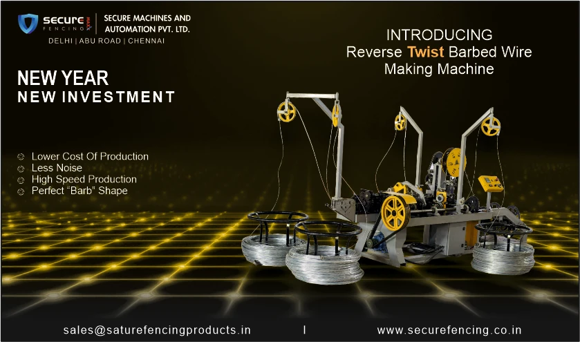 Reverse Twist Barbed Wire Making Machine with high-speed spools, designed for efficient and low-noise barbed wire production